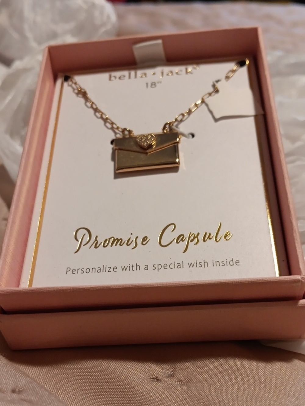 New Bella+Jack Gold Envelope Promise Capsule Necklace - 18"